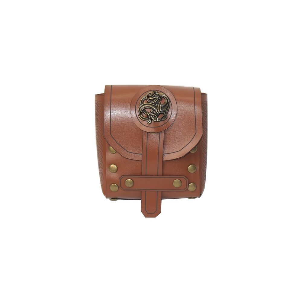 7986 Medieval Coin Pouch, Viking Bag Embossed from Leather Retro Nordic